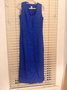 Sleeveless Royal Blue Linen Maxi Dress size S Brand New